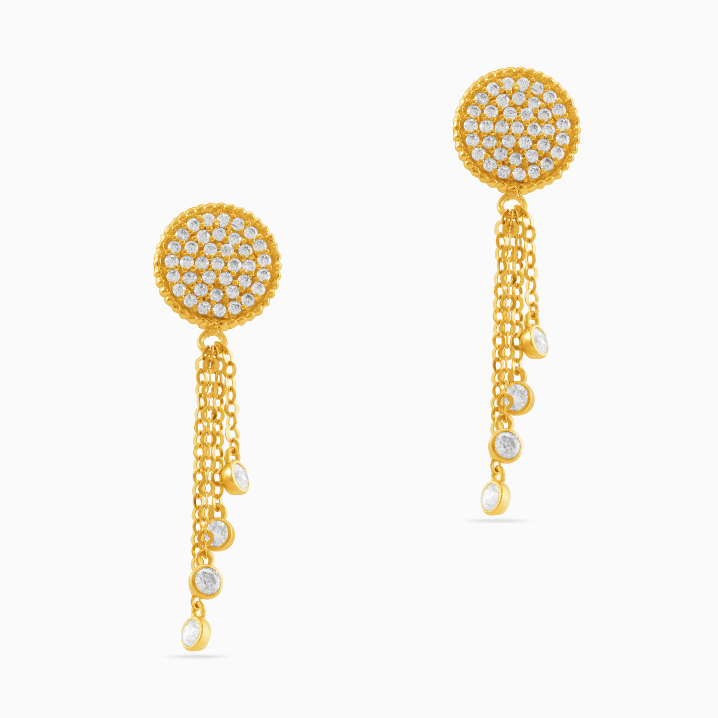 18K Gold Cubic Zirconia Drop Earrings