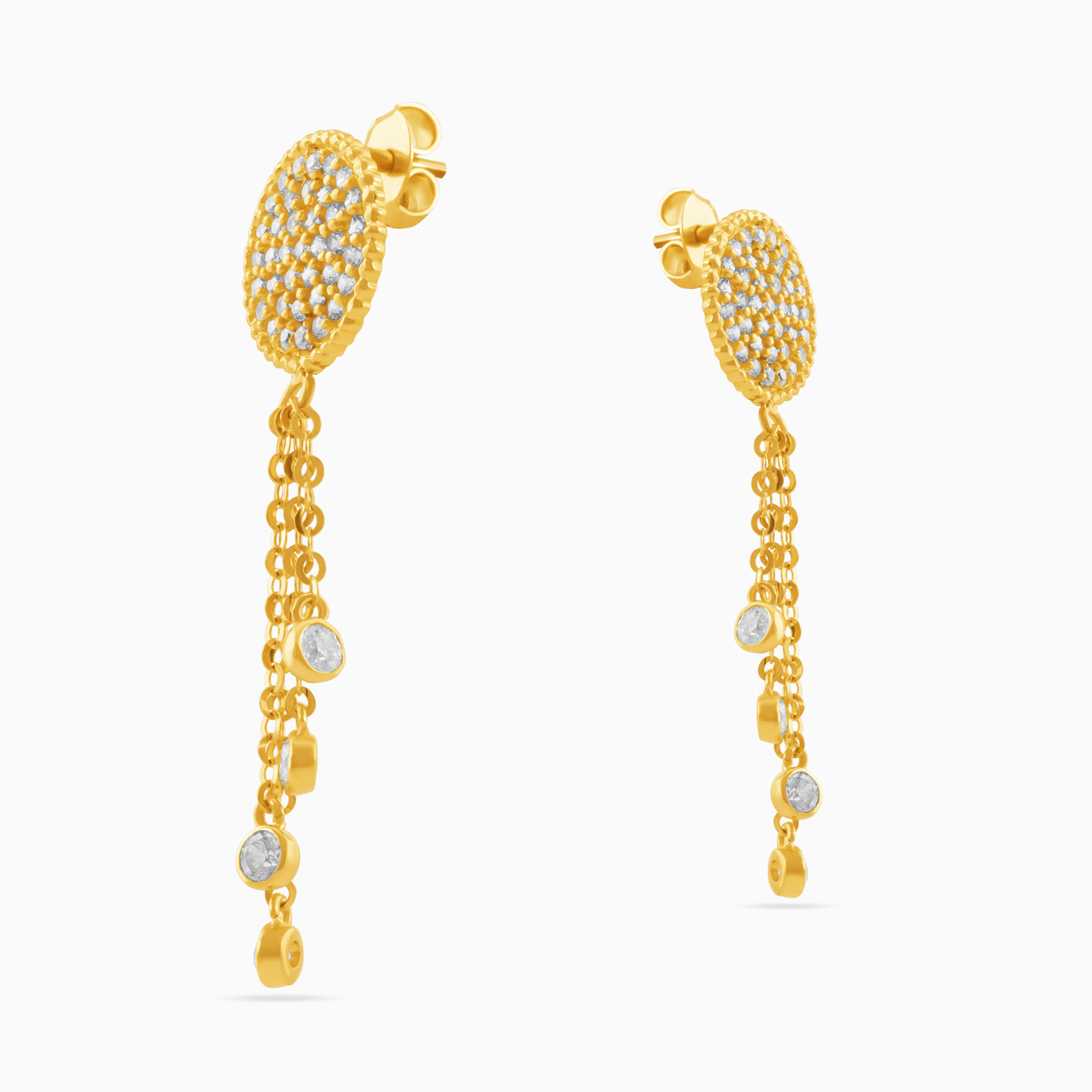 18K Gold Cubic Zirconia Drop Earrings - 3