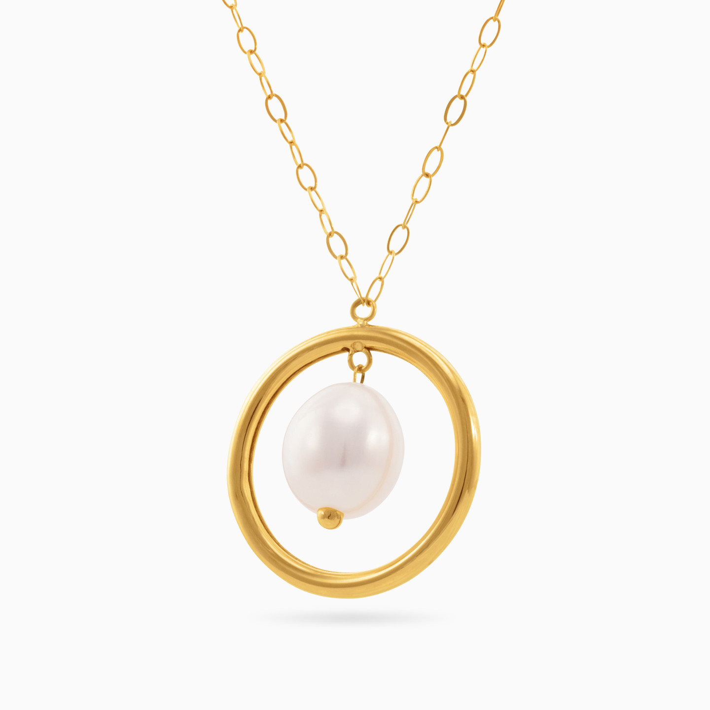 Circle Pearl Necklace in 18K Gold - 2 Circle Pearl Necklace in 18K Gold - 2