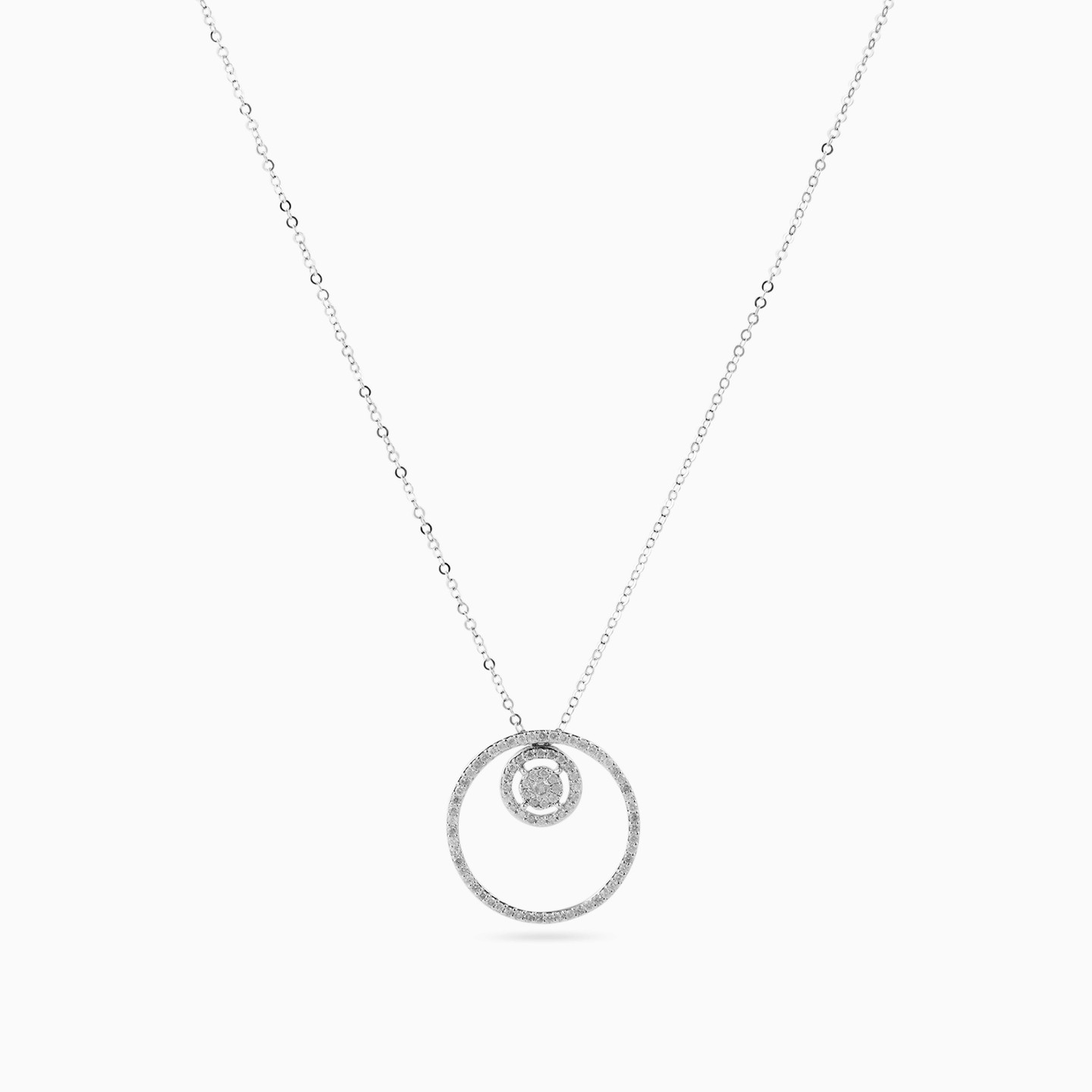 Circle Diamond Necklace in 18K Gold - 3 Circle Diamond Necklace in 18K Gold - 3