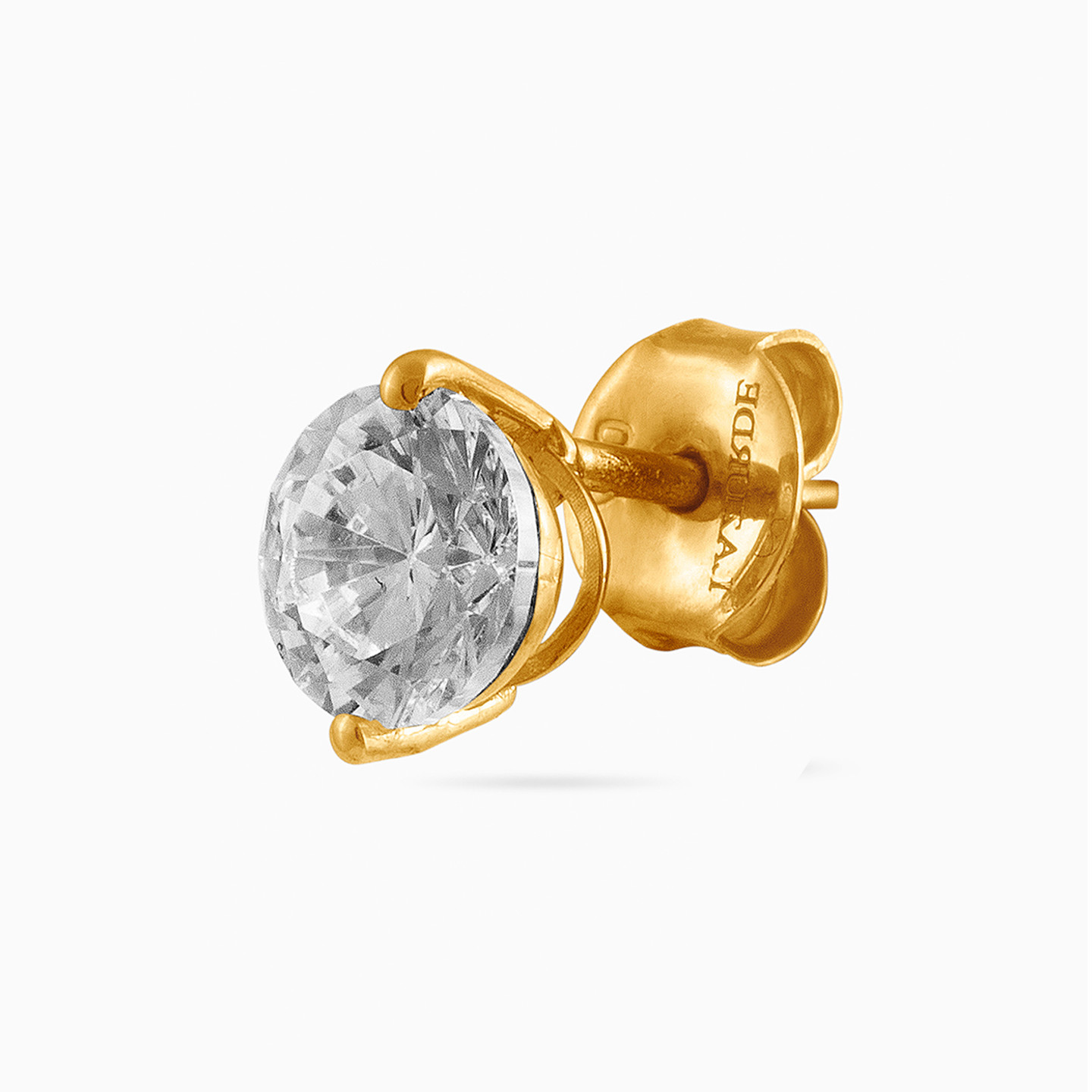 Round Cubic Zirconia Stud Earrings in 18K Gold - 3 Round Cubic Zirconia Stud Earrings in 18K Gold - 3
