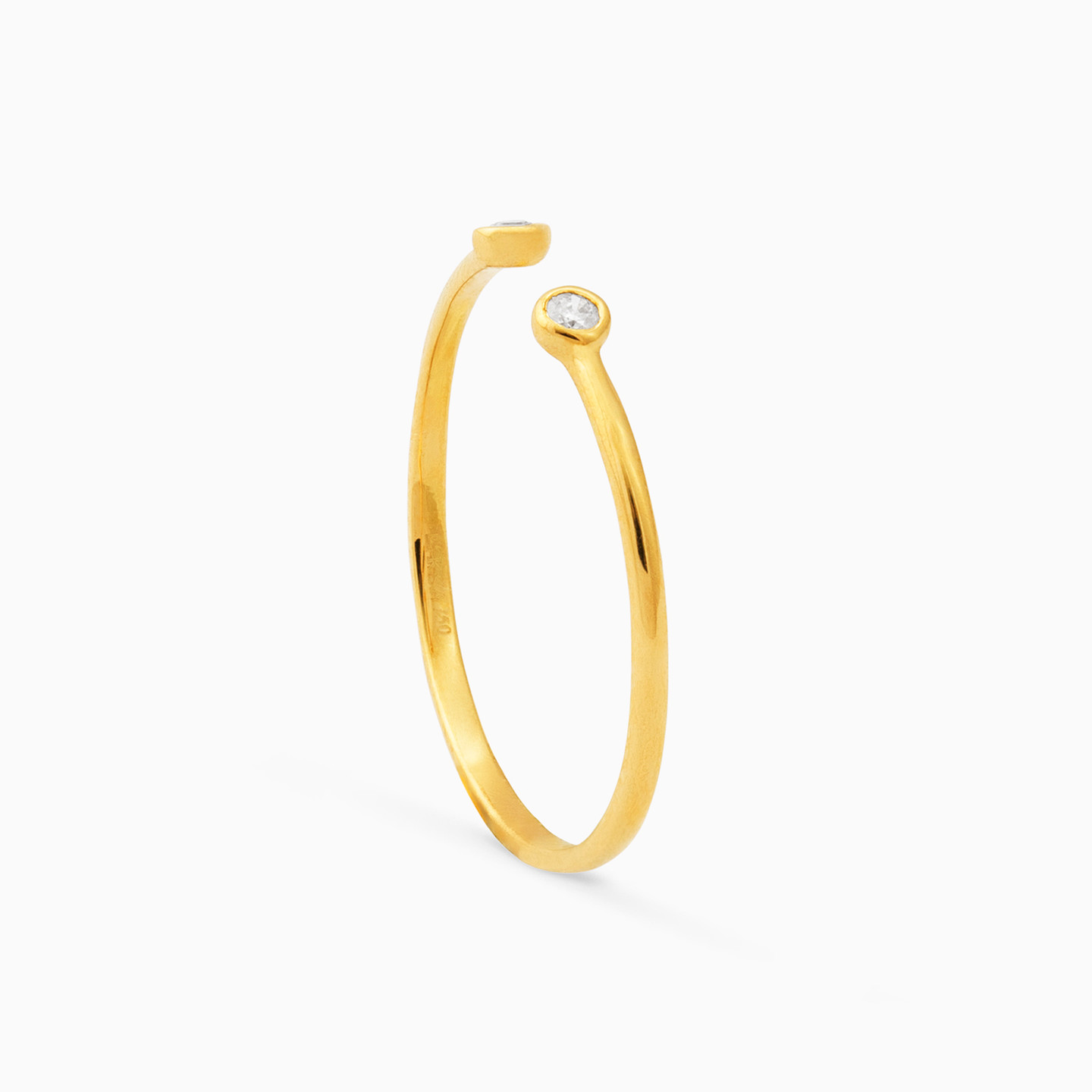 Circle Clear Stone Two headed Ring in 18K Gold - 3 Circle Clear Stone Two headed Ring in 18K Gold - 3