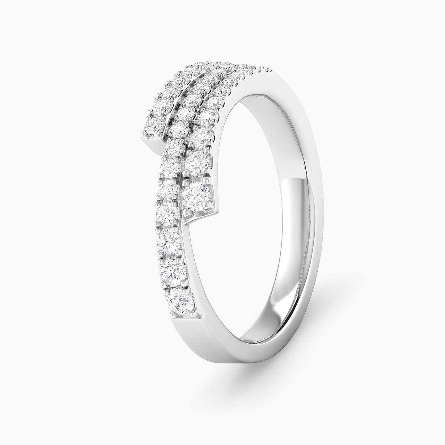 خاتم توينز ذهب دائري عيار 18 قيراط مزين بالألماس   - 4