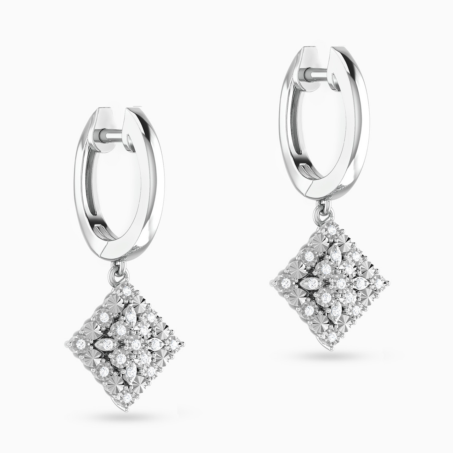 18K Gold Diamond Drop Earrings - 3