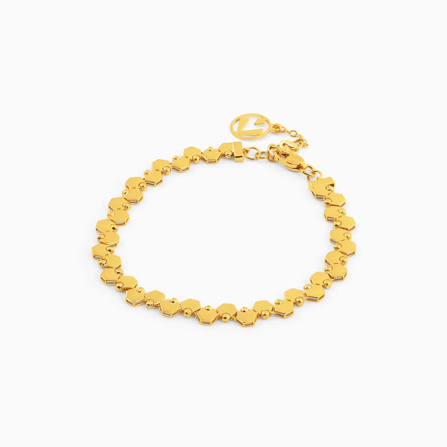 Hexagon Chain Bracelet in 21K Gold - 2 Hexagon Chain Bracelet in 21K Gold - 2