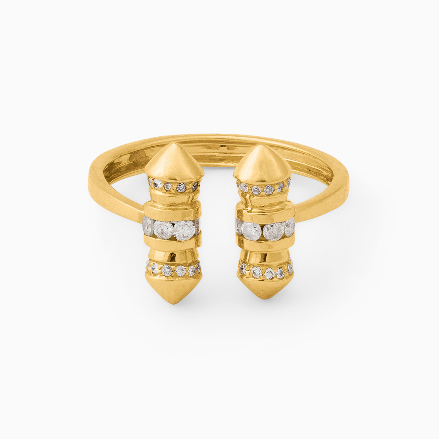 18K Gold Cubic Zirconia Two-headed Ring