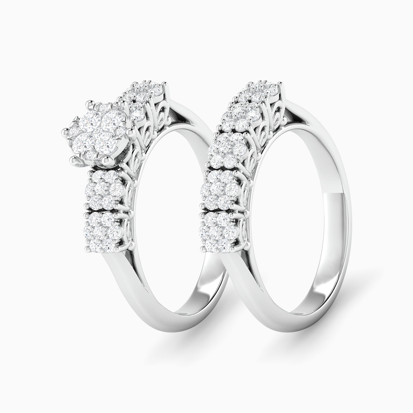 Circle Diamond Twin Rings in 18K Gold Circle Diamond Twin Rings in 18K Gold