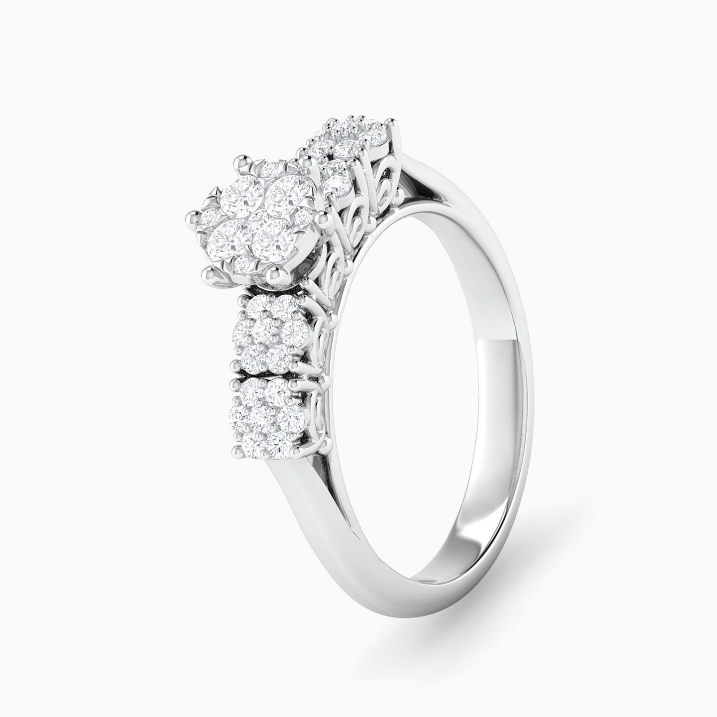 Circle Diamond Twin Rings in 18K Gold - 2 Circle Diamond Twin Rings in 18K Gold - 2