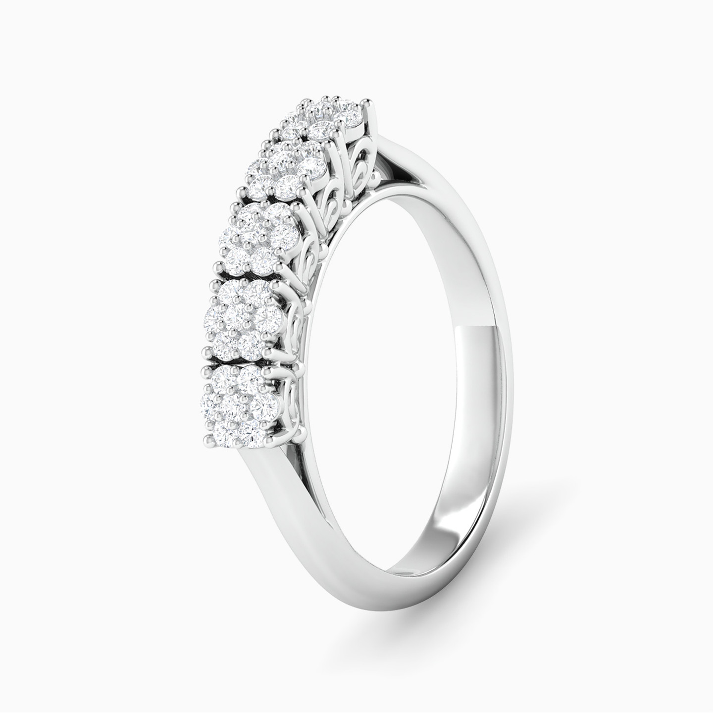 Circle Diamond Twin Rings in 18K Gold - 3 Circle Diamond Twin Rings in 18K Gold - 3