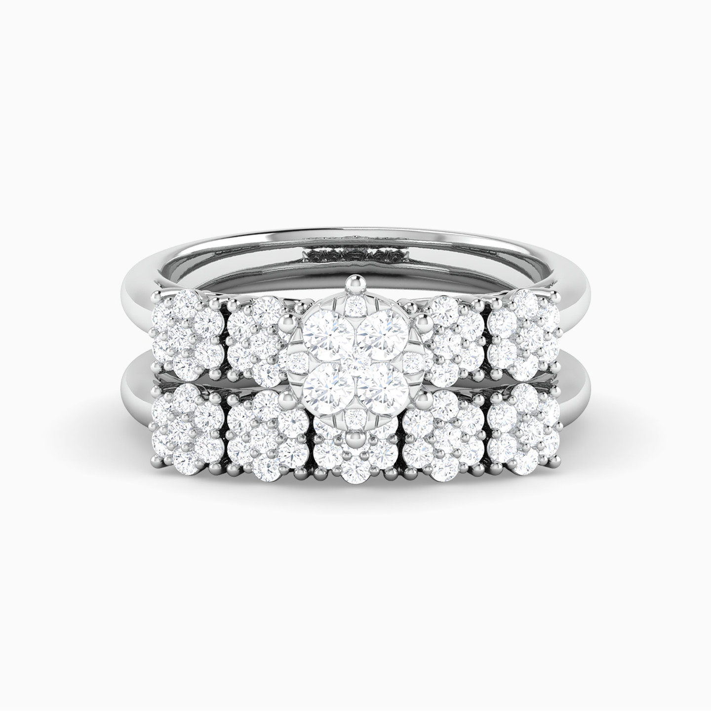 Circle Diamond Twin Rings in 18K Gold - 4 Circle Diamond Twin Rings in 18K Gold - 4