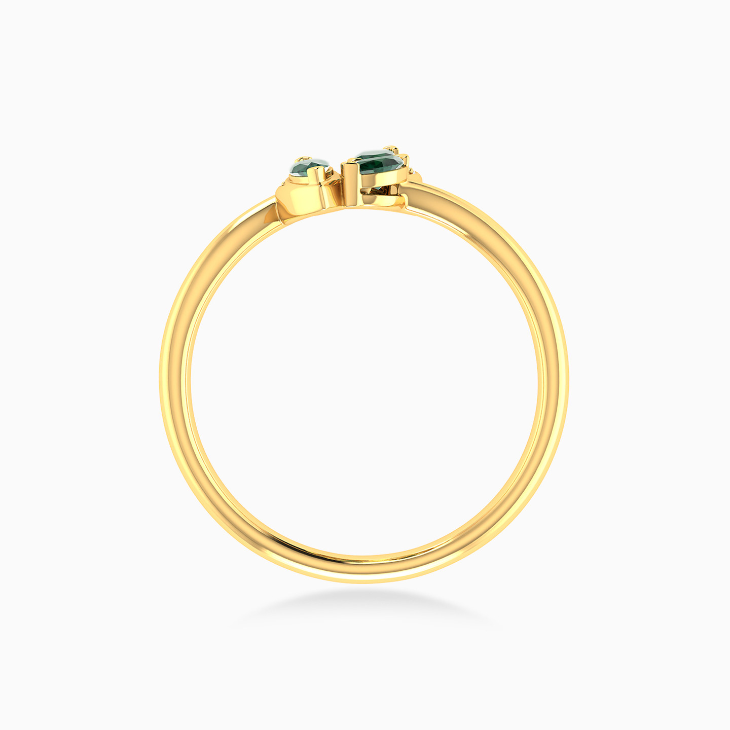 Marquise Diamond & Green Stones Ring in 18K Gold - 5 Marquise Diamond & Green Stones Ring in 18K Gold - 5