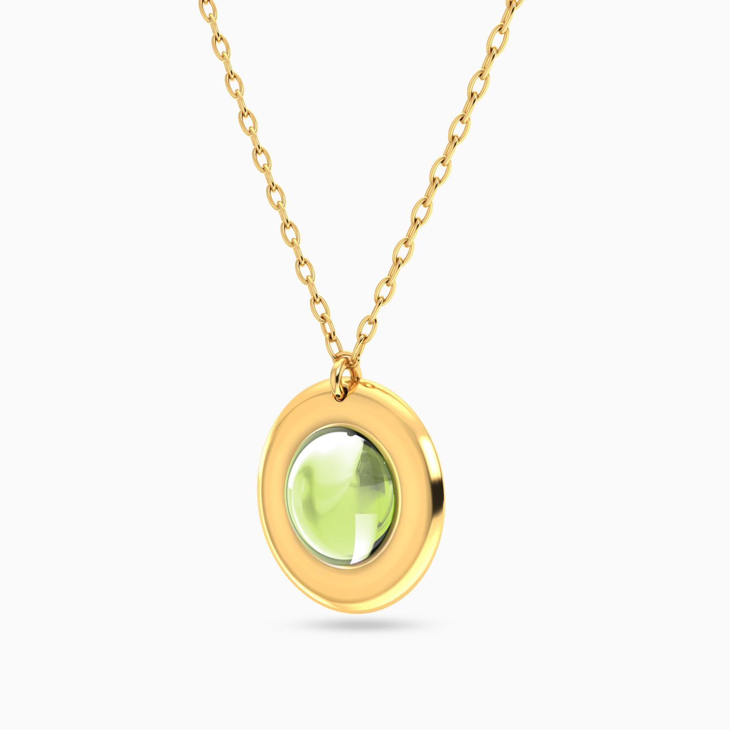 Circle Green Stones Necklace In 18K Gold - 2 Circle Green Stones Necklace In 18K Gold - 2
