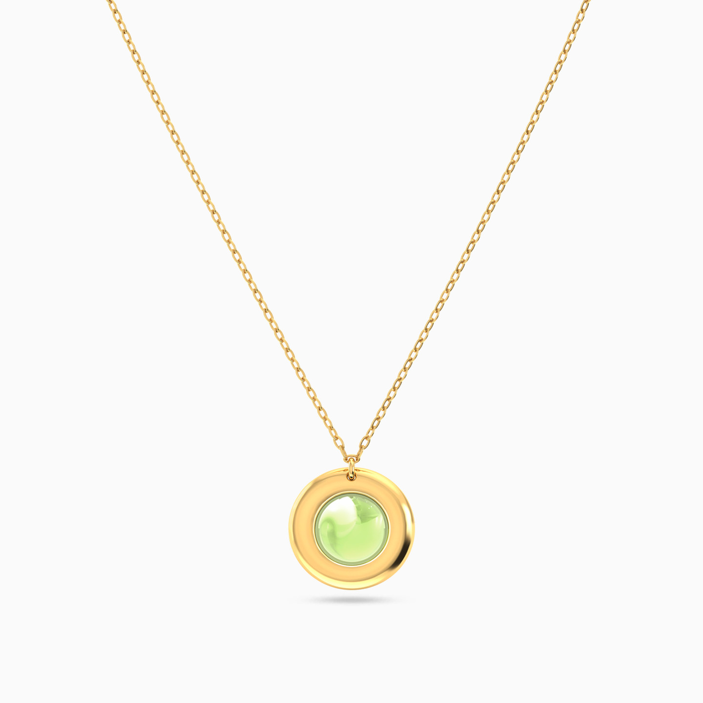 Circle Green Stones Necklace In 18K Gold - 3 Circle Green Stones Necklace In 18K Gold - 3