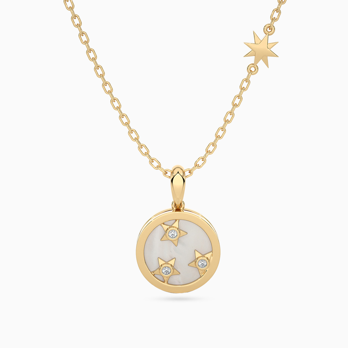 Circle Diamond & Enamel Coated Necklace in 18K Gold Circle Diamond & Enamel Coated Necklace in 18K Gold