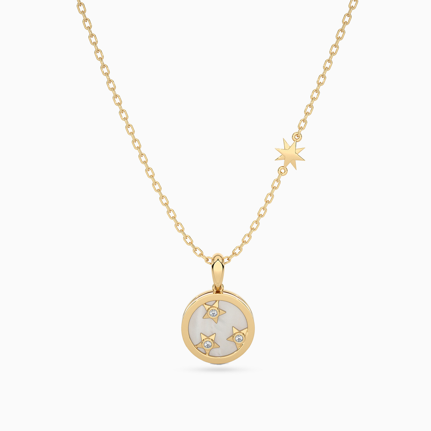 Circle Diamond & Enamel Coated Necklace in 18K Gold - 3 Circle Diamond & Enamel Coated Necklace in 18K Gold - 3