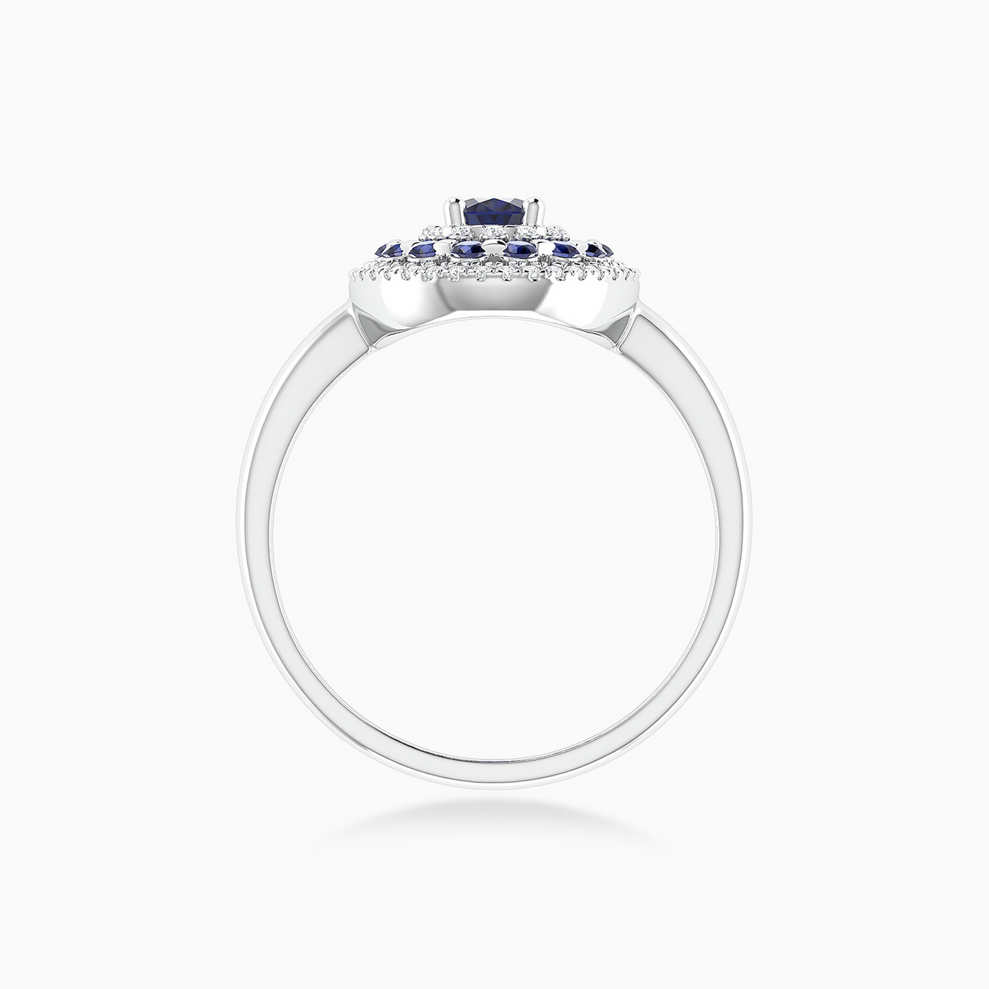 Oval Diamond & Blue Stone Ring in 18K Gold - 5 Oval Diamond & Blue Stone Ring in 18K Gold - 5