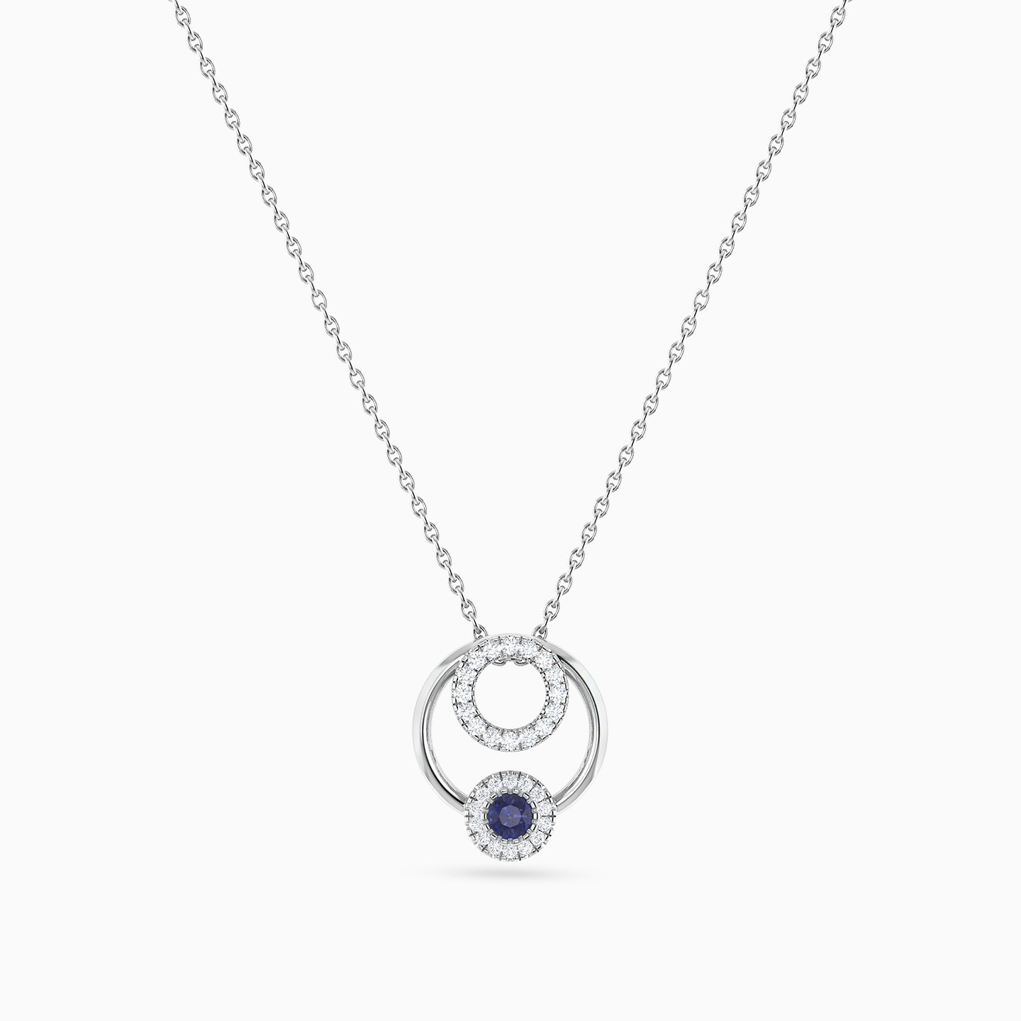  Circle Diamond & Colored Stones Pendant in 18K Gold