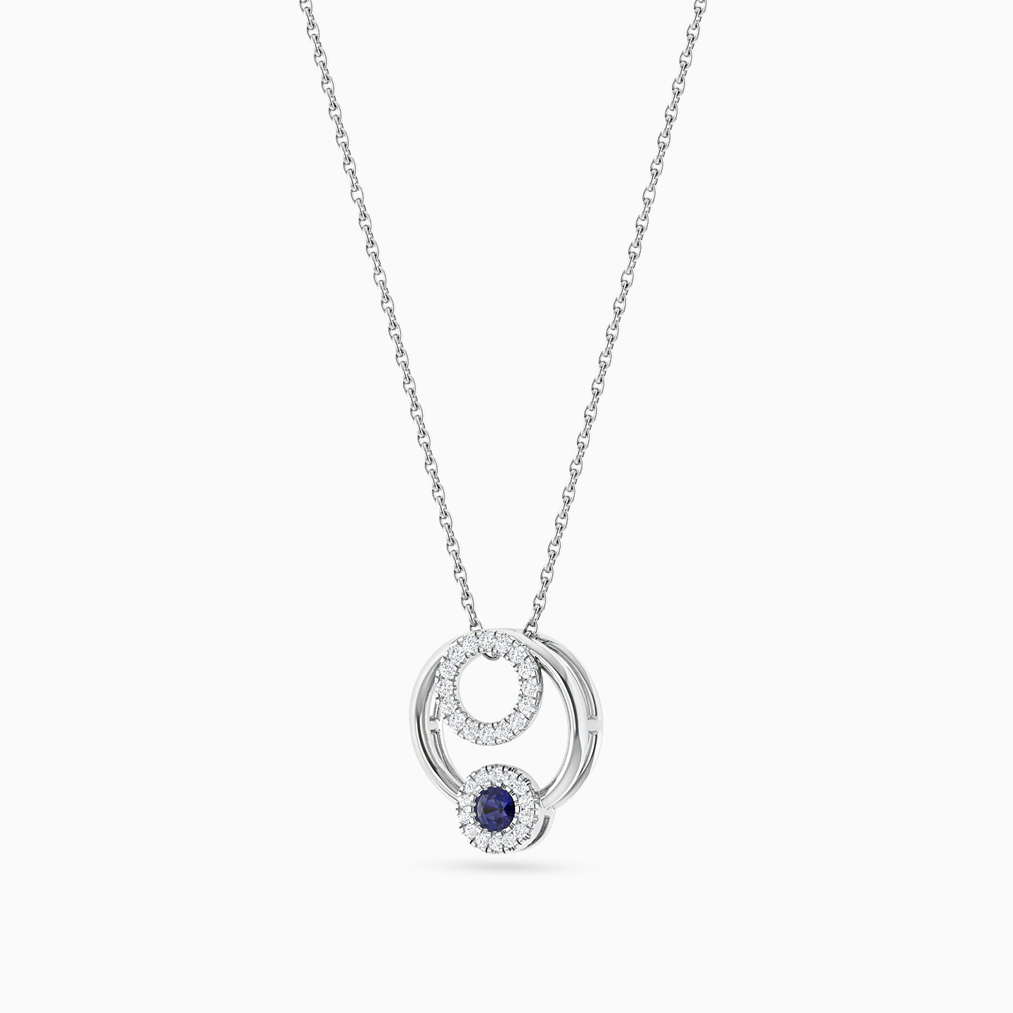 Circle Diamond & Colored Stones Pendant in 18K Gold - 3