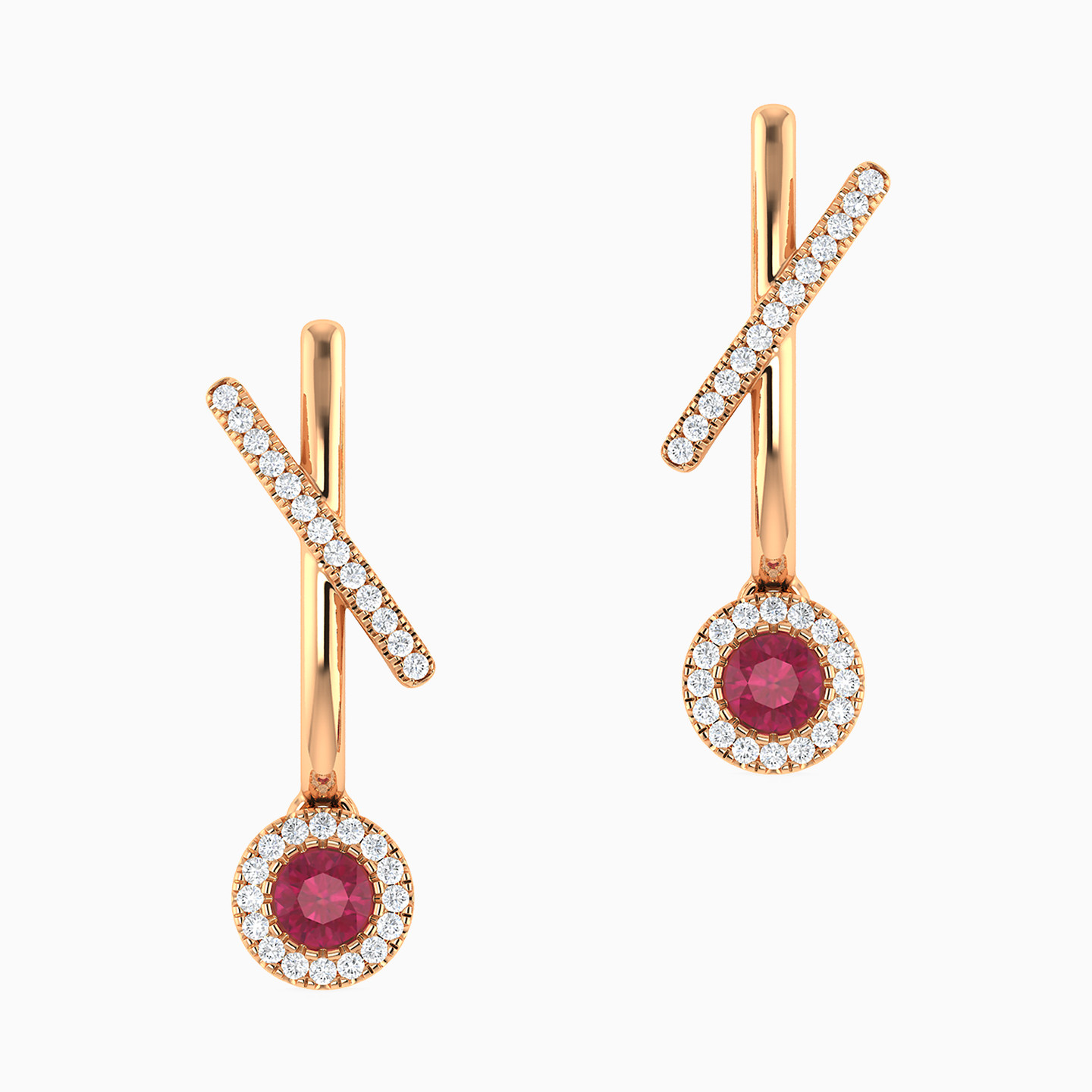 18K Gold Diamond & Colored Stones Drop Earrings