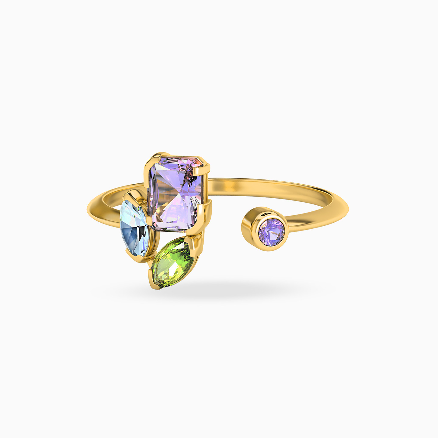 Multishaped Colored Stones Two headed Ring in 18K Gold Multishaped Colored Stones Two headed Ring in 18K Gold