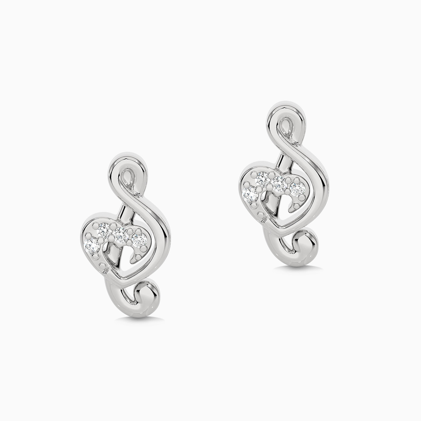 Music Note Diamond Stud Earrings in 18K Gold - 4 Music Note Diamond Stud Earrings in 18K Gold - 4