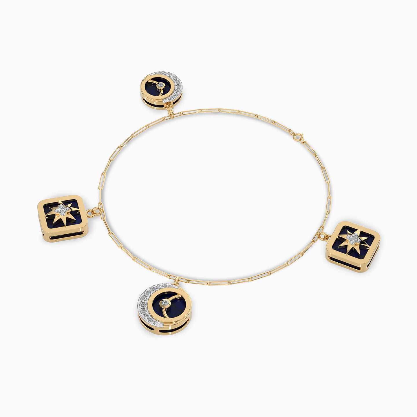 18K Gold Diamond & Enamel Coated Chain Bracelet - 2
