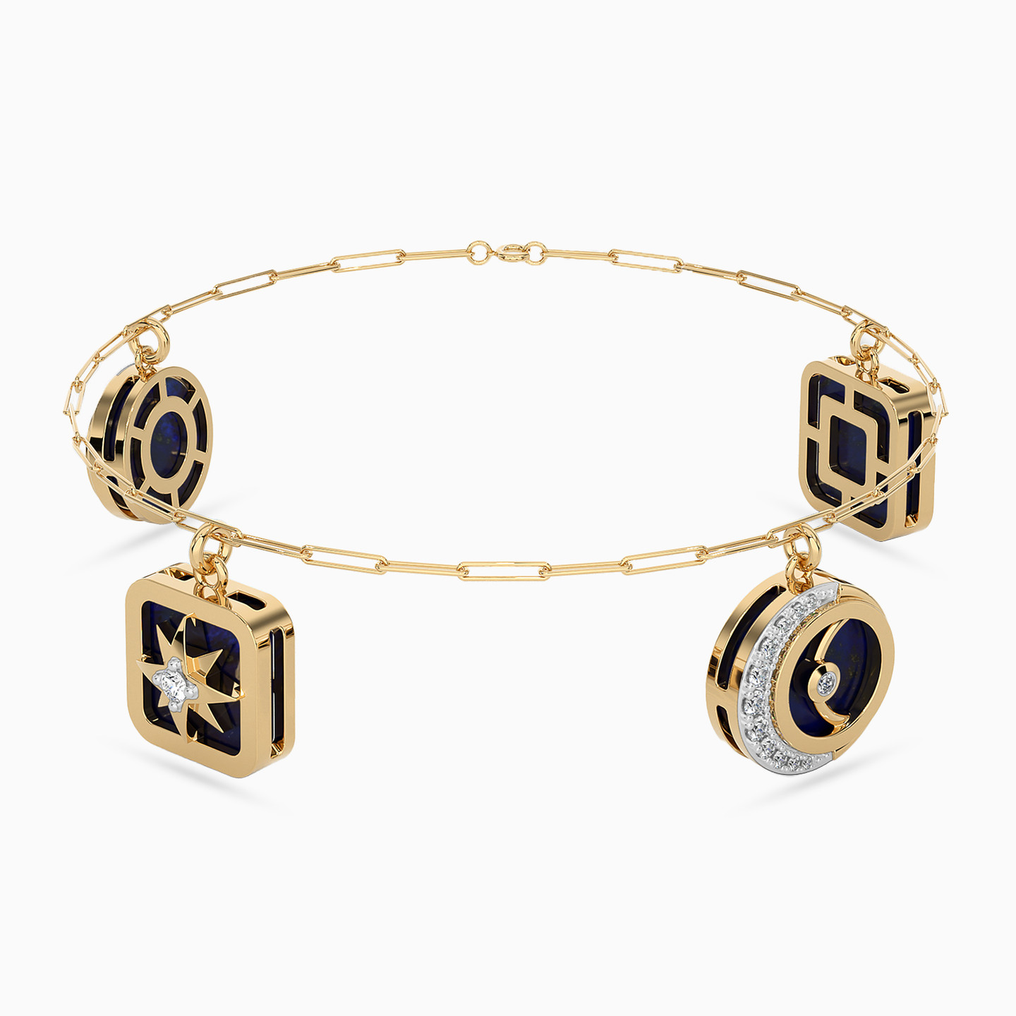 18K Gold Diamond & Enamel Coated Chain Bracelet
