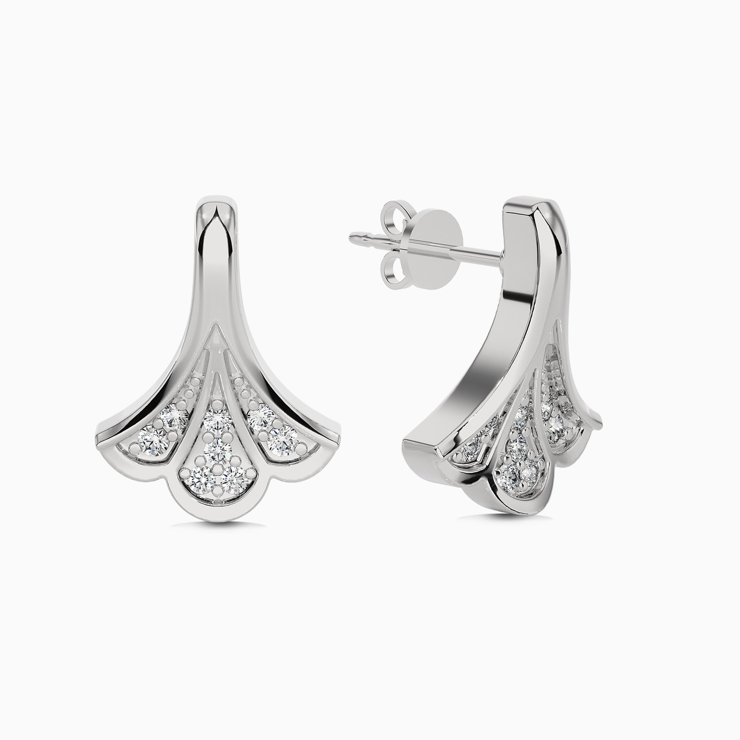 Petal Diamond Stud Earrings in 18K Gold - 2 Petal Diamond Stud Earrings in 18K Gold - 2