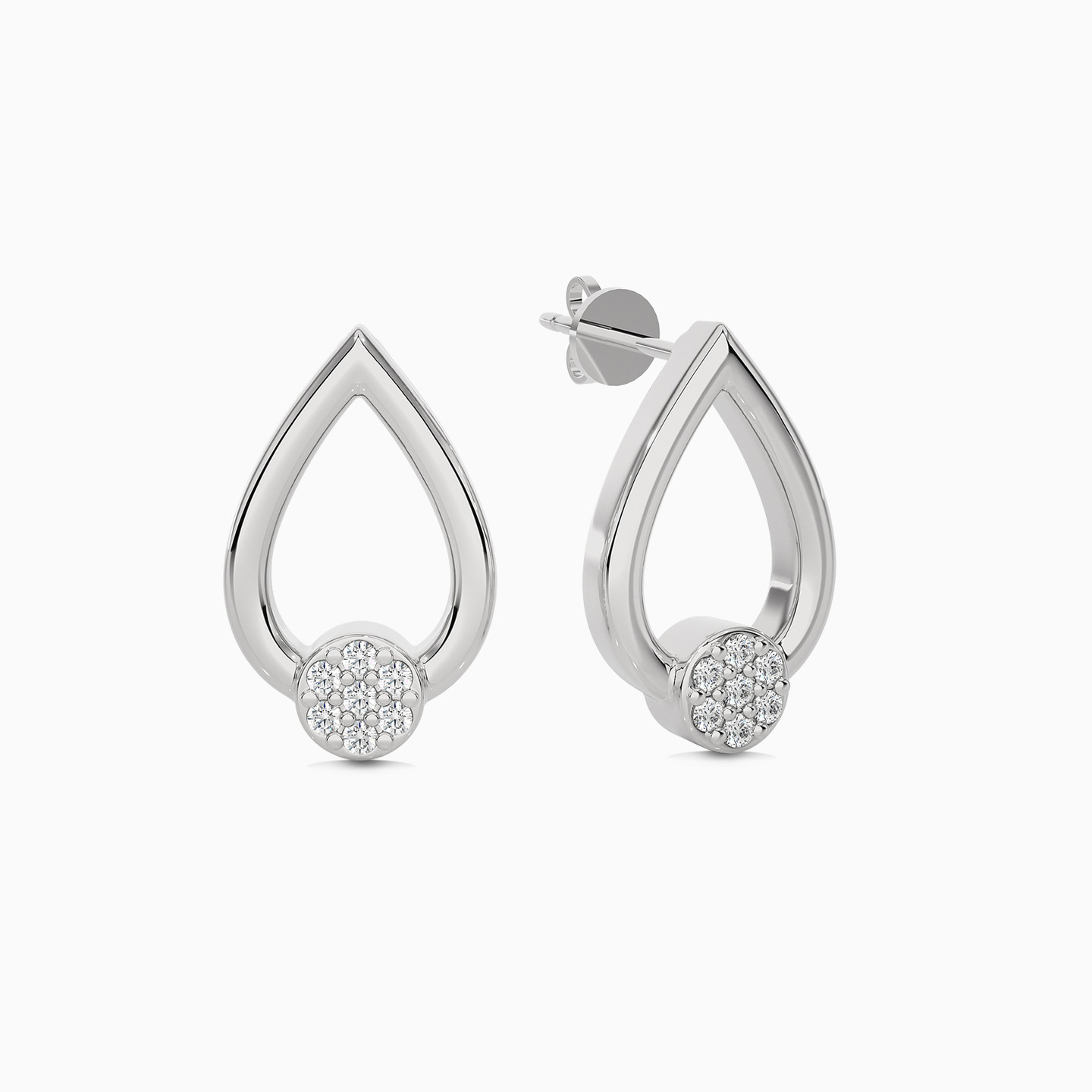 18K Gold Diamond Stud Earrings - 2