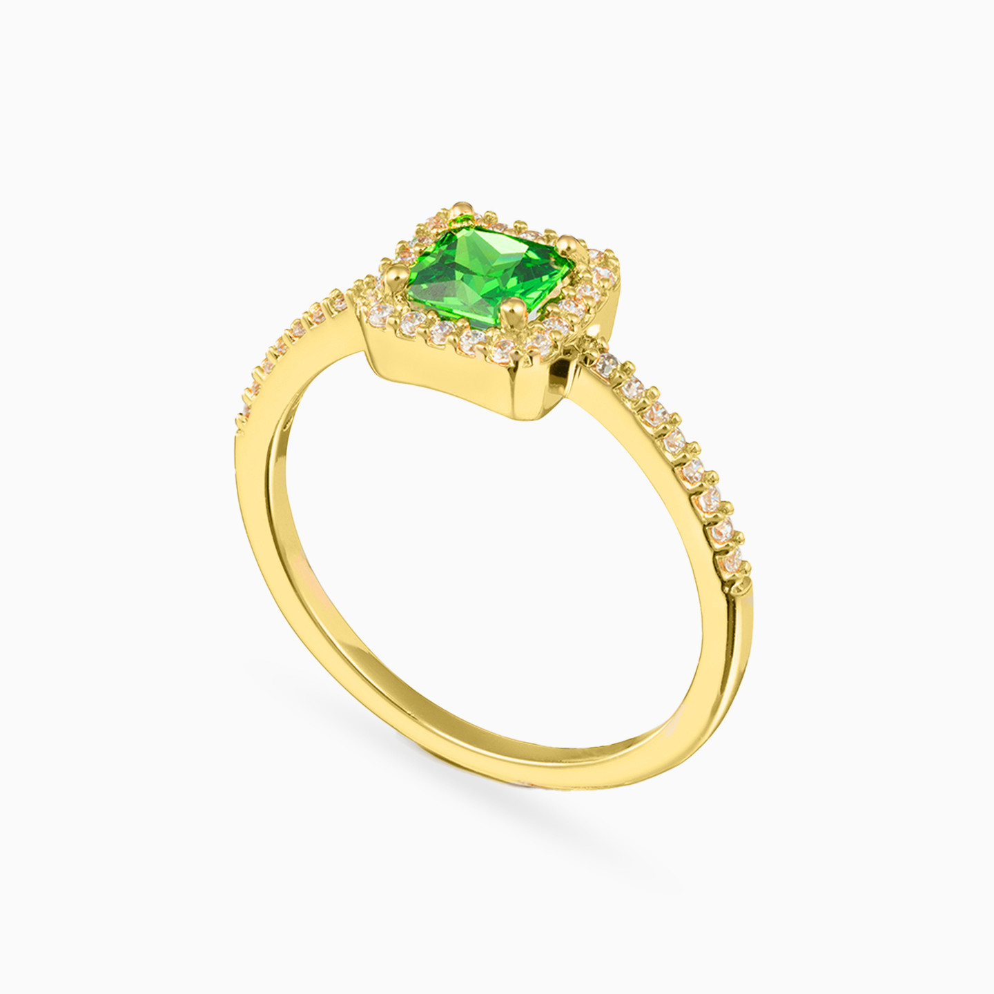 Square Green Stones Gold Plated Ring - 2 Square Green Stones Gold Plated Ring - 2
