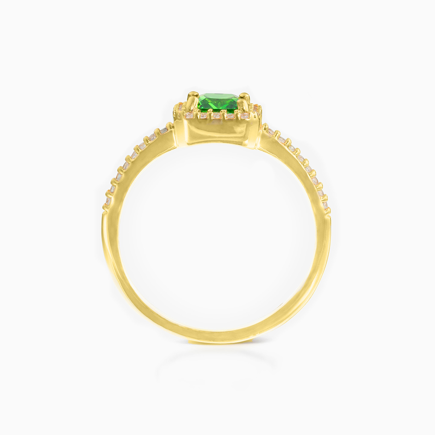 Square Green Stones Gold Plated Ring - 3 Square Green Stones Gold Plated Ring - 3