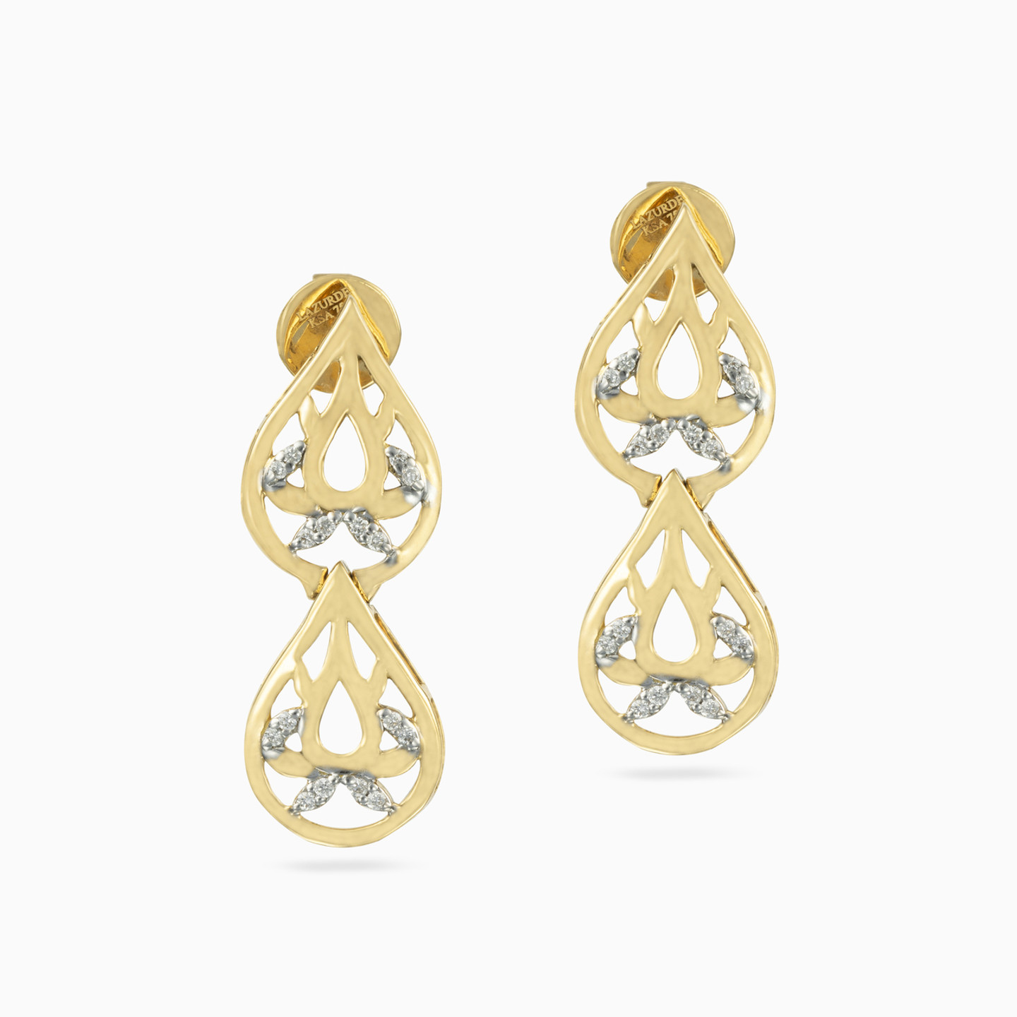 18K Gold Diamond Drop Earrings