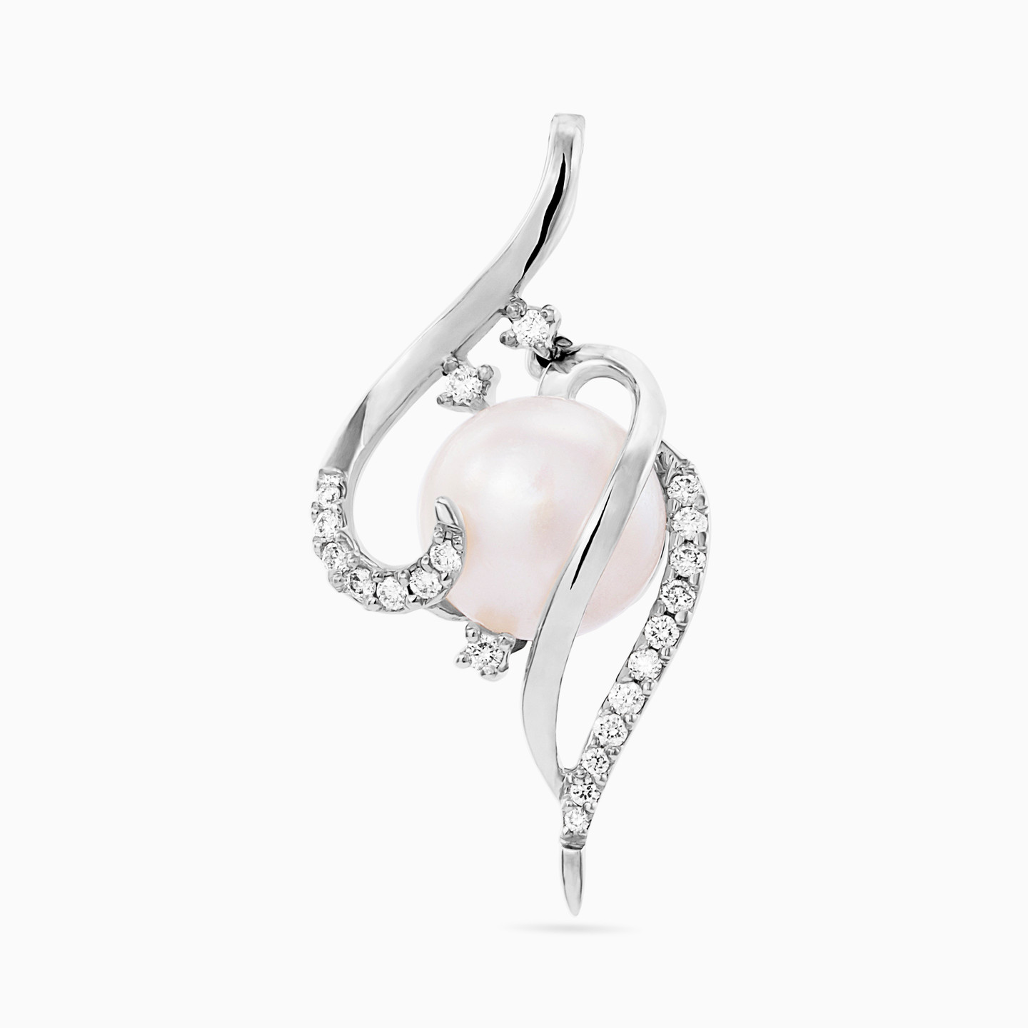 Abstract Shaped Diamond & Pearl Half Set in 18K Gold - 2