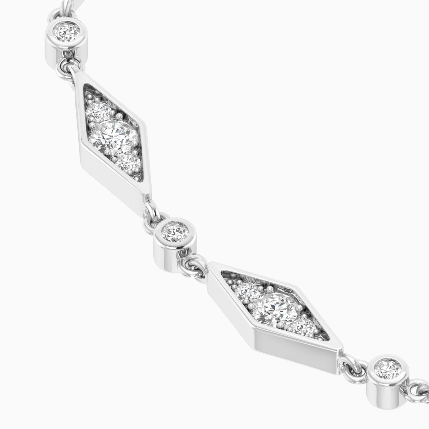 أسورة بسلسلة ذهب معين عيار 18 قيراط مزينة بالألماس   - 4