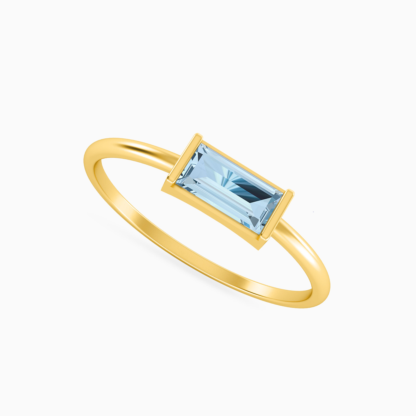 Baguette Colored Stones Ring in 18K Gold - 2 Baguette Colored Stones Ring in 18K Gold - 2