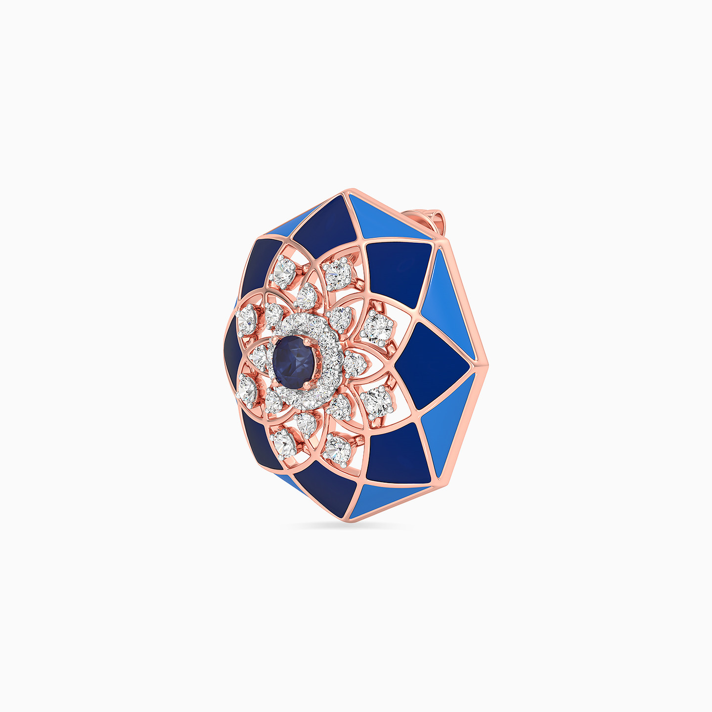 Octagon Diamond & Enamel Coated Stud Earrings in 18K Gold - 4 Octagon Diamond & Enamel Coated Stud Earrings in 18K Gold - 4