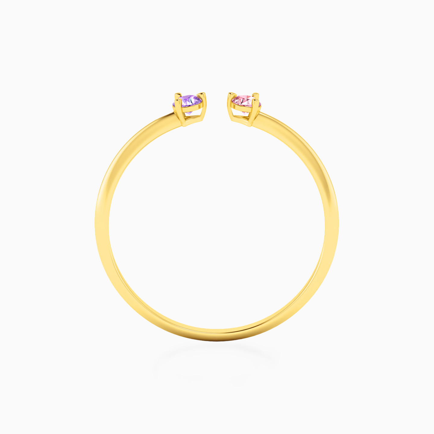 Circle Colored Stones Two Headed Ring in 18K Gold - 3 Circle Colored Stones Two Headed Ring in 18K Gold - 3