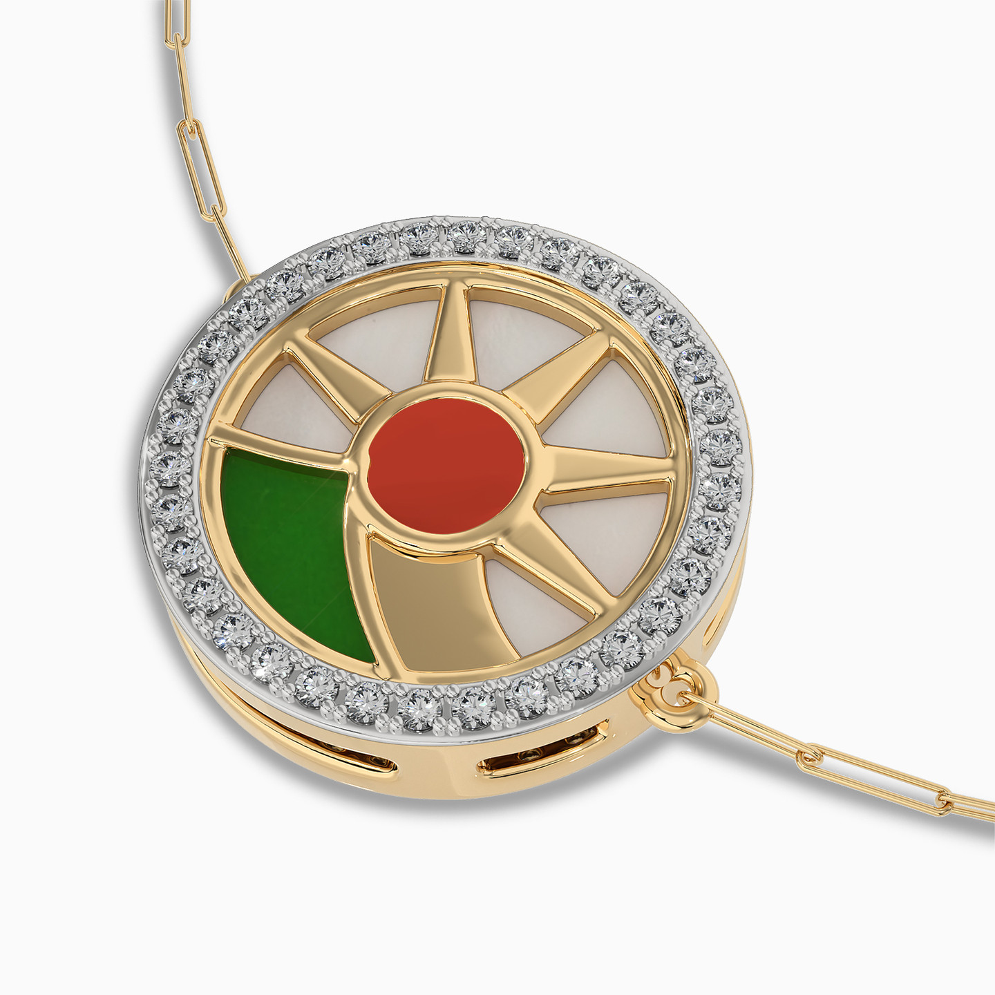 أسورة بسلسلة ذهب دائري عيار 18 قيراط مطلية بالمينا ومزينة بالألماس - 3 أسورة بسلسلة ذهب دائري عيار 18 قيراط مطلية بالمينا ومزينة بالألماس - 3