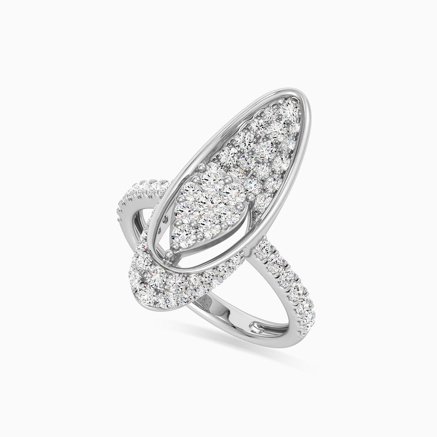 خاتم ذهب بيضاوي عيار 18 قيراط مزين بالألماس - 3 خاتم ذهب بيضاوي عيار 18 قيراط مزين بالألماس - 3