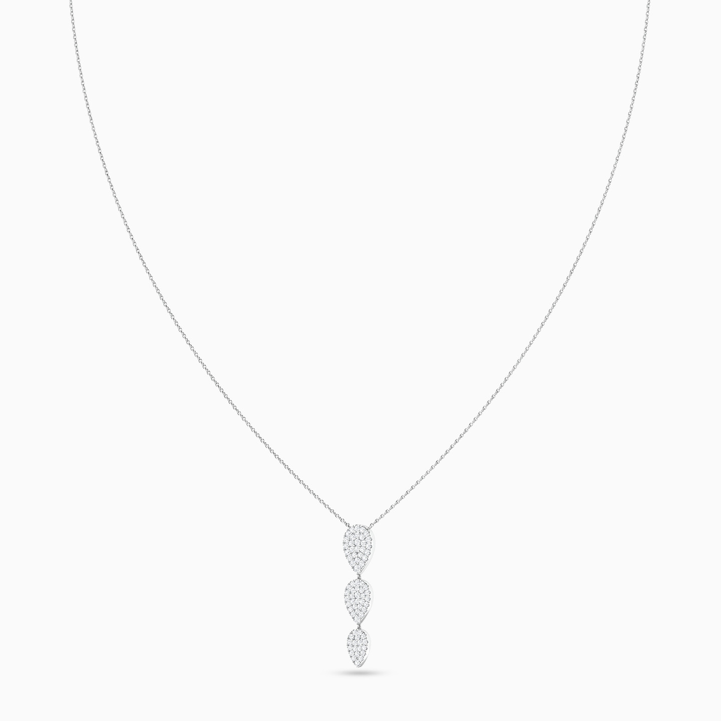 Pear Diamond Necklace in 18K Gold - 3 Pear Diamond Necklace in 18K Gold - 3