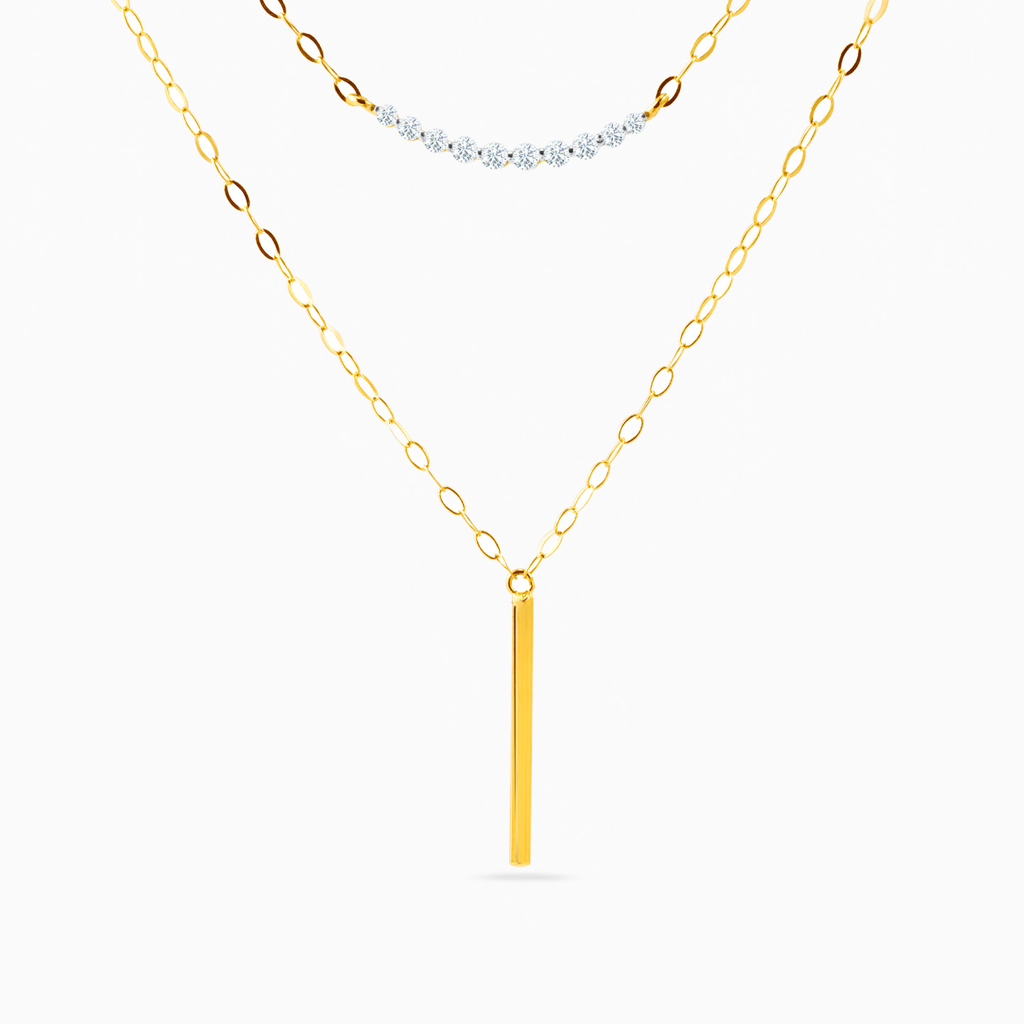 18K Gold Diamond Layered Necklace