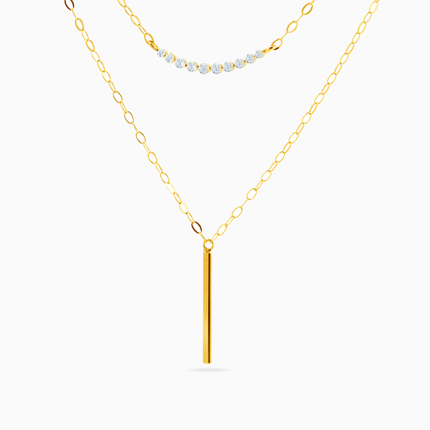 18K Gold Diamond Layered Necklace - 2