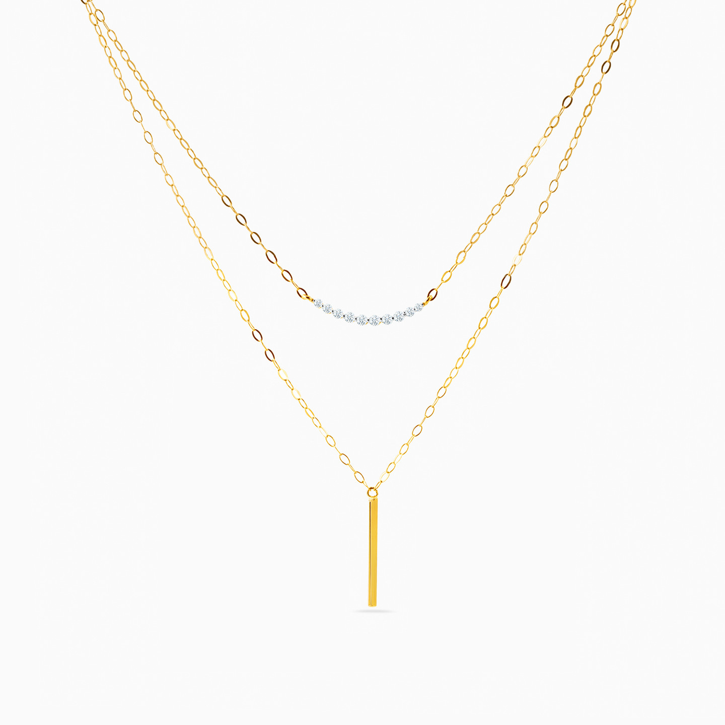 18K Gold Diamond Layered Necklace - 3