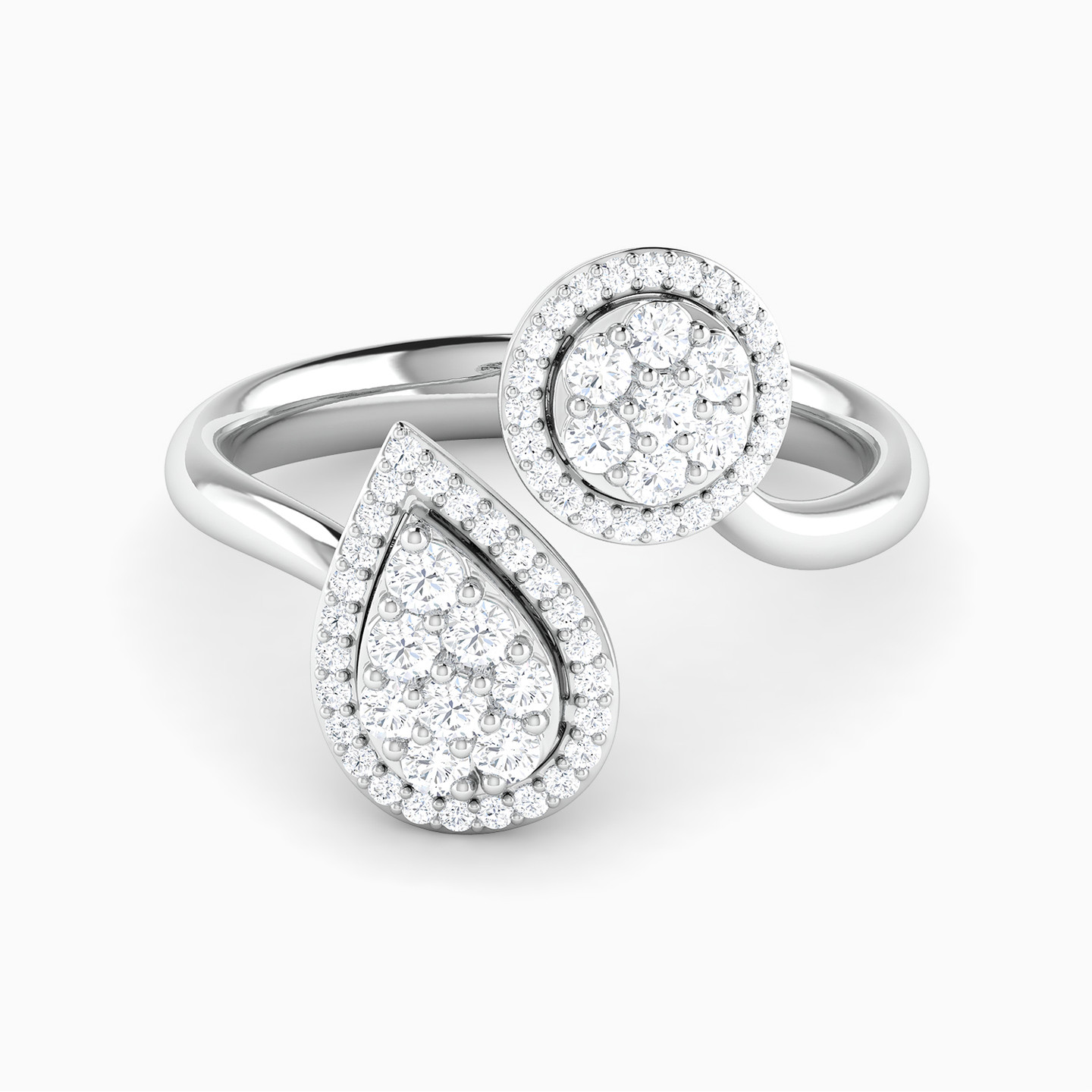 Multi-shaped Diamond Two-headed Ring in 18K Gold - 2 Multi-shaped Diamond Two-headed Ring in 18K Gold - 2