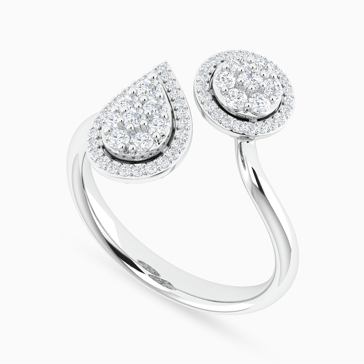 Multi-shaped Diamond Two-headed Ring in 18K Gold - 4 Multi-shaped Diamond Two-headed Ring in 18K Gold - 4