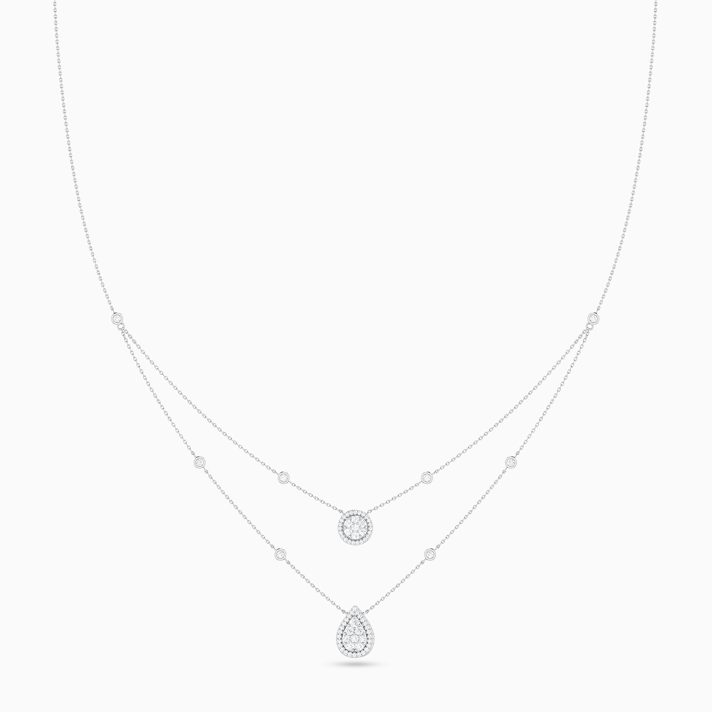 Multi-shaped Diamond Layered Necklace in 18K Gold - 4 Multi-shaped Diamond Layered Necklace in 18K Gold - 4