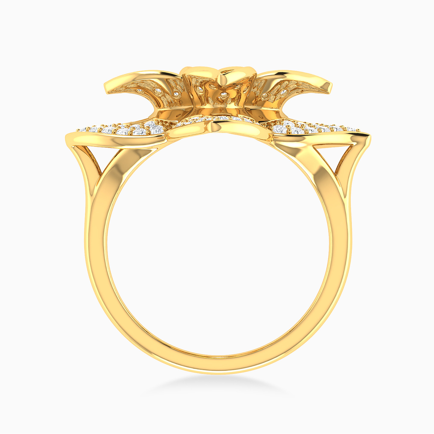 خاتم ذهب زهرة عيار 18 قيراط مزين بالألماس   - 5