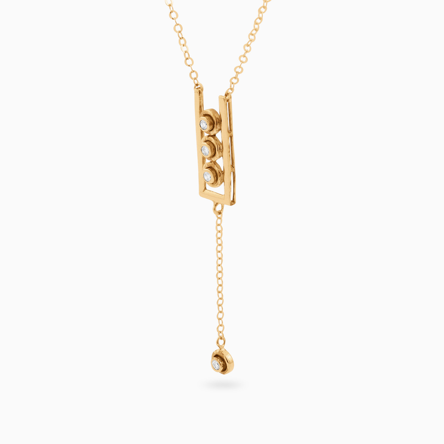 Rectangle Clear Stone Necklace in 18K Gold - 2 Rectangle Clear Stone Necklace in 18K Gold - 2