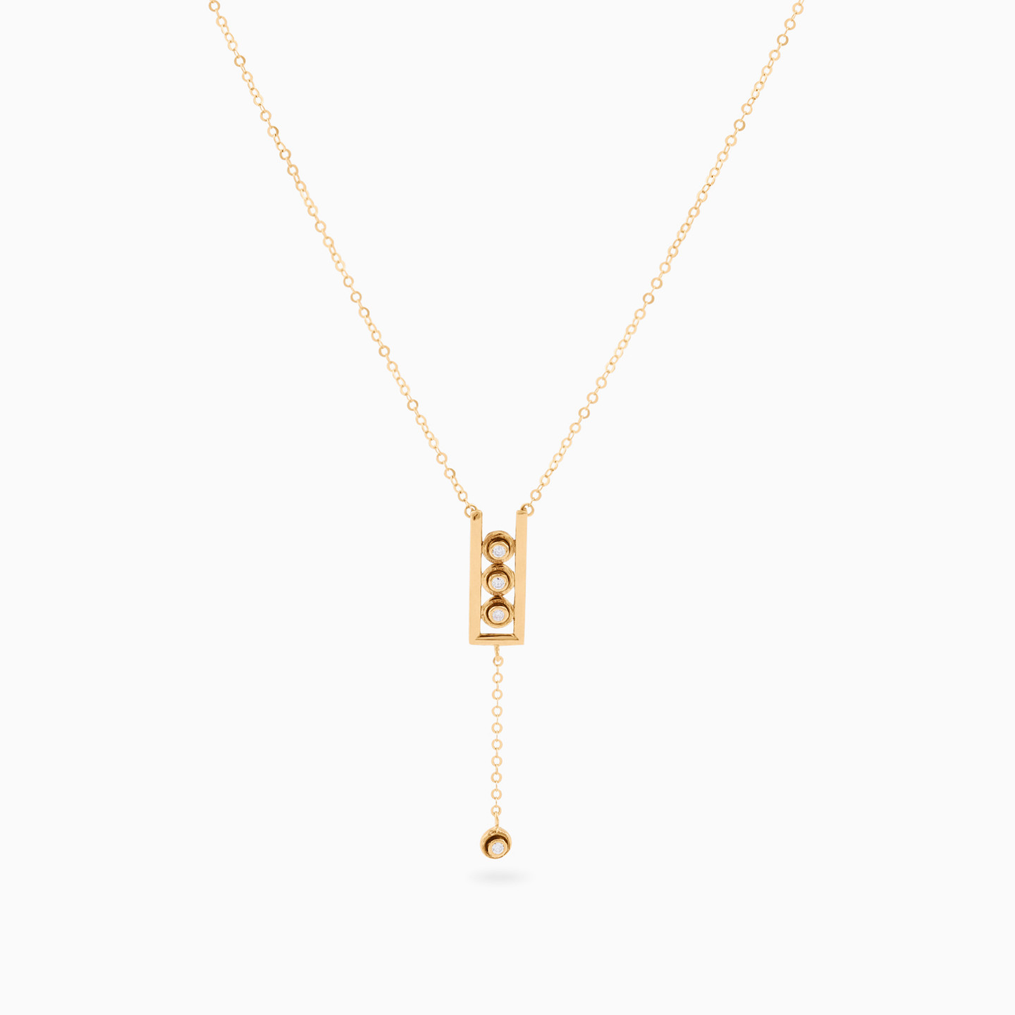 Rectangle Clear Stone Necklace in 18K Gold - 3 Rectangle Clear Stone Necklace in 18K Gold - 3