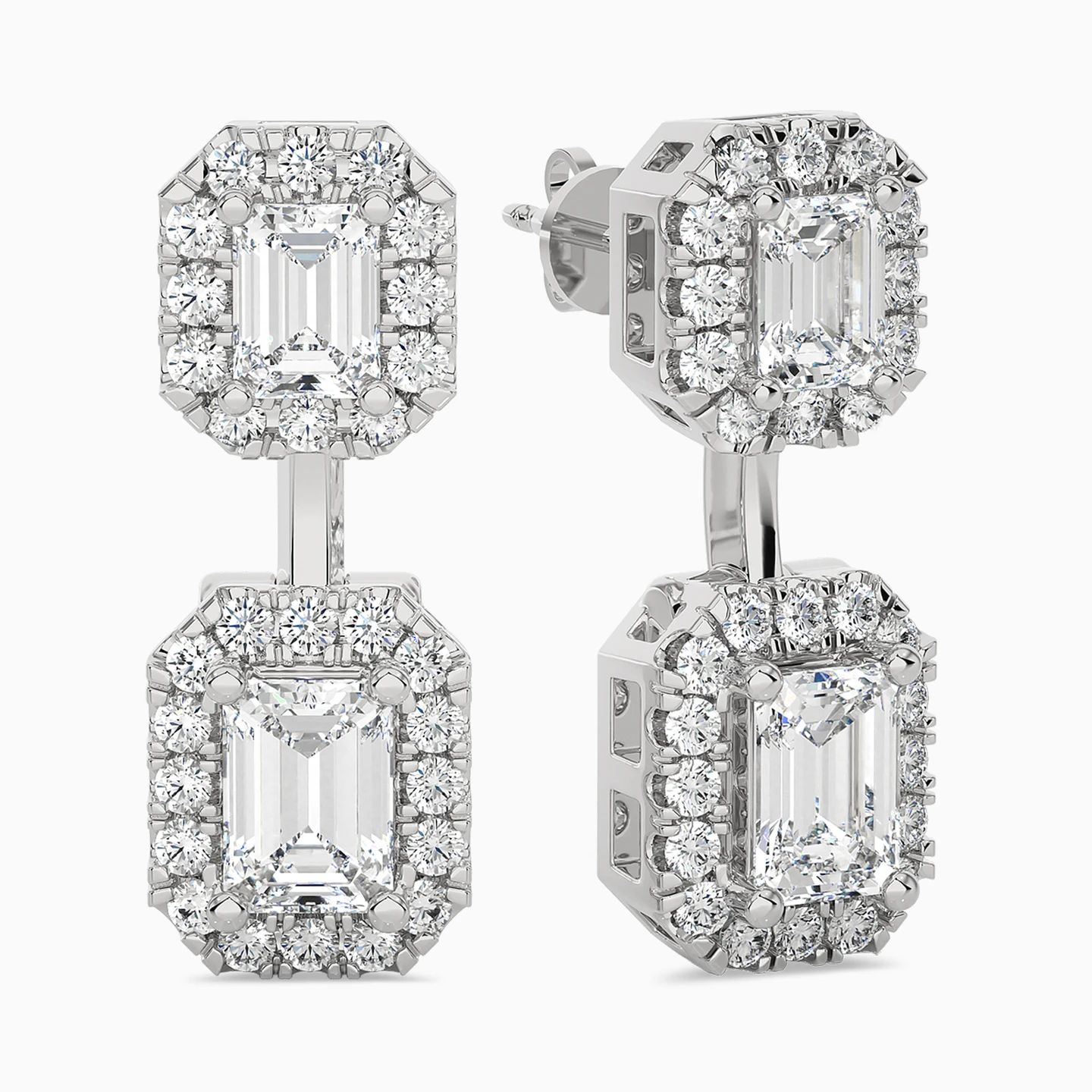 1.71 CT Baguette Lab Grown Diamond Drop Earrings in 18K Gold - 2 1.71 CT Baguette Lab Grown Diamond Drop Earrings in 18K Gold - 2